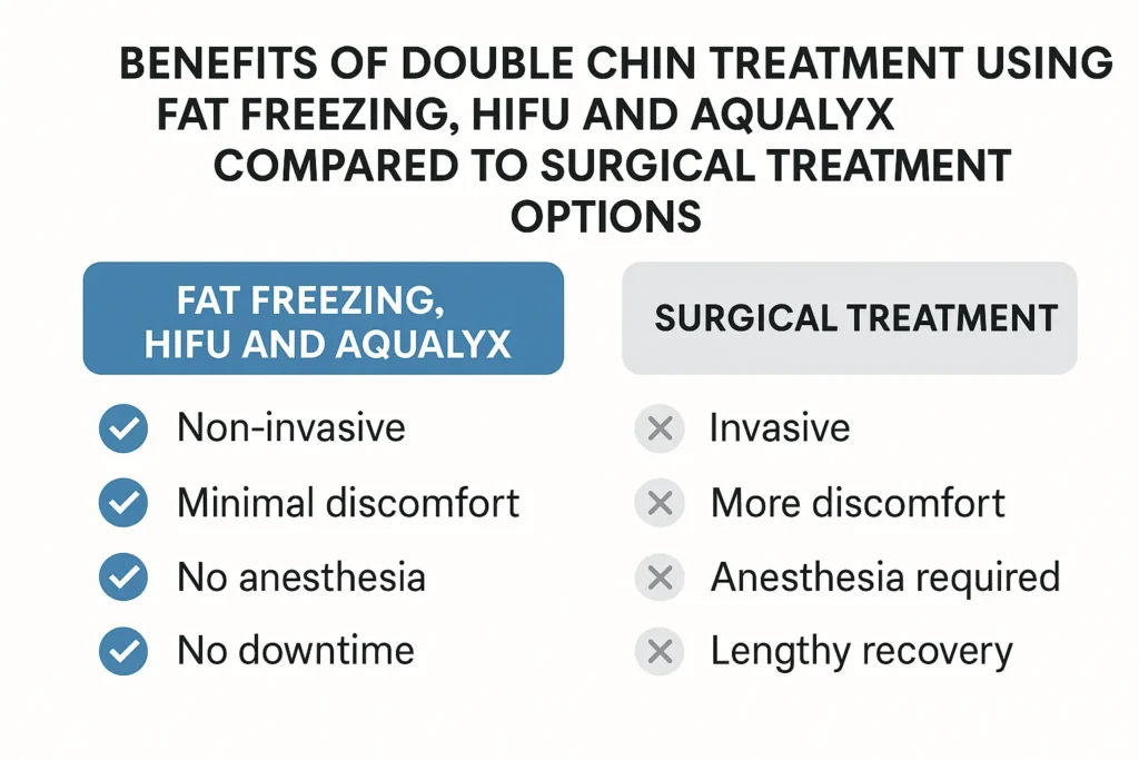Graphic about the benefits of double chin treatment Merseyside - from LA LIPO