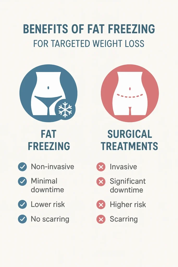 graphic showing the benefits of fat freezing Merseyside