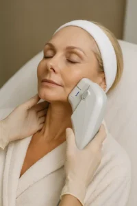 Woman receiving HIFU non surgical facelift treatment Merseyside